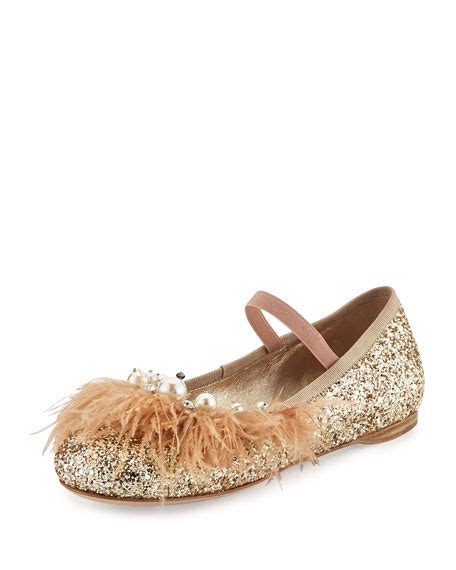 miu miu feather glitter ballet flats|miu michael shoes.